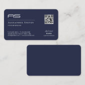 Professionele monogrammen Logo Navy Blue Visitekaartje (Voorkant / Achterkant)