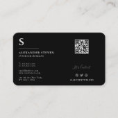 Professionele monogrammen Mini QR Black Visitekaartje (Voorkant)