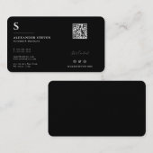 Professionele monogrammen Mini QR Black Visitekaartje (Voorkant / Achterkant)