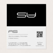 Professionele monogrammen QR-code zwart en wit Visitekaartje (Buitenkant ongevouwen)