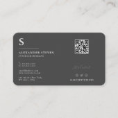Professionele monogrammen QR Plain Gray Visitekaartje (Voorkant)