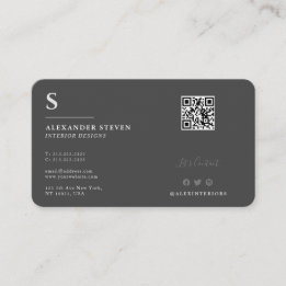 Professionele monogrammen QR Plain Gray Visitekaartje