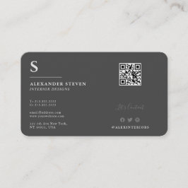 Professionele monogrammen QR Plain Gray Visitekaartje