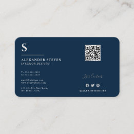 Professionele monogrammen QR Planin Navy Blue Visitekaartje