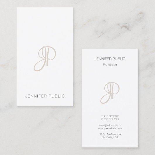 Professionele monogrammen Sjabloon Elegant Modern Visitekaartje (Voorkant / Achterkant)