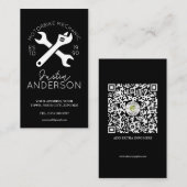 Professionele monteur met moersleutel en sleutel visitekaartje (Voorkant / Achterkant)