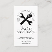 Professionele monteur met moersleutel en sleutel visitekaartje (Voorkant)