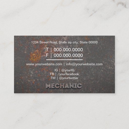 Professionele monteur visitekaartje (Achterkant)