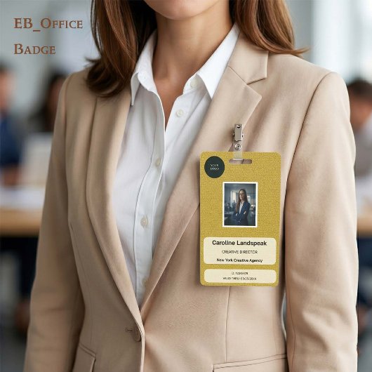Professionele Mosterd Gouden Leren Aangepaste ID Badge
