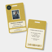 Professionele Mosterd Gouden Leren Aangepaste ID Badge (Voor- en achterkant)