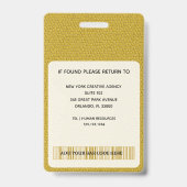 Professionele Mosterd Gouden Leren Aangepaste ID Badge (Achterkant)