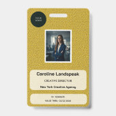 Professionele Mosterd Gouden Leren Aangepaste ID Badge (Voorzijde)