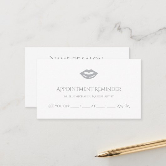 Professionele MUA make-up artist lippen afspraak Afsprakenkaartje (Voorkant / Achterkant in situ)