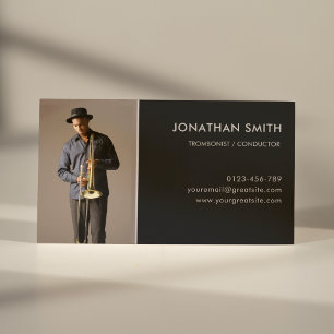 Professionele Muzikant Custom Foto Modern Zwart Visitekaartje