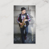 Professionele Muzikant Foto QR Code Black&White Visitekaartje (Voorkant)