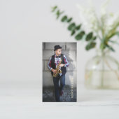 Professionele Muzikant Foto QR Code Marine Blauw Visitekaartje (Staand voorkant)