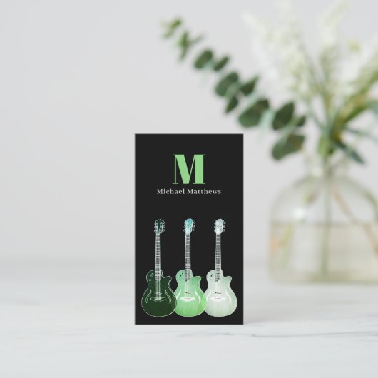 Professionele muzikant Guitar Custom QR Code Visitekaartje (Staand voorkant)