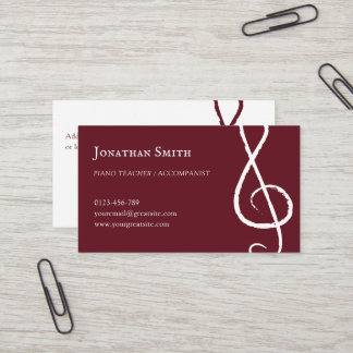 Professionele muzikant Treble Clef Modern Bourgond Visitekaartje