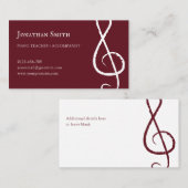 Professionele muzikant Treble Clef Modern Bourgond Visitekaartje (Voorkant / Achterkant)