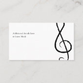 Professionele muzikant Treble Clef Modern Zwart Visitekaartje (Achterkant)