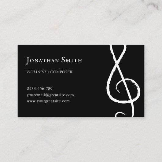 Professionele muzikant Treble Clef Modern Zwart Visitekaartje (Voorkant)