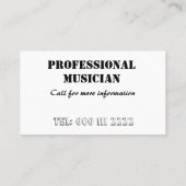 Professionele muzikant visitekaartje (Achterkant)