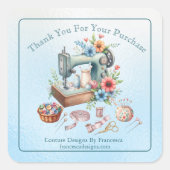 Professionele Naaithema "Dank u" Marketing Vierkante Sticker (Voorkant)