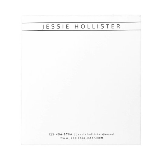 Professionele naam en informatie notitieblok (Voorkant)