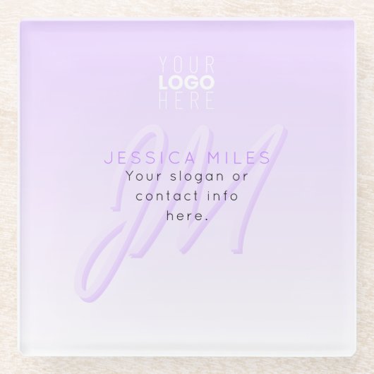 Professionele naam & Slogan Sjabloon | Licht Paars Glazen Onderzetter (Voorkant)