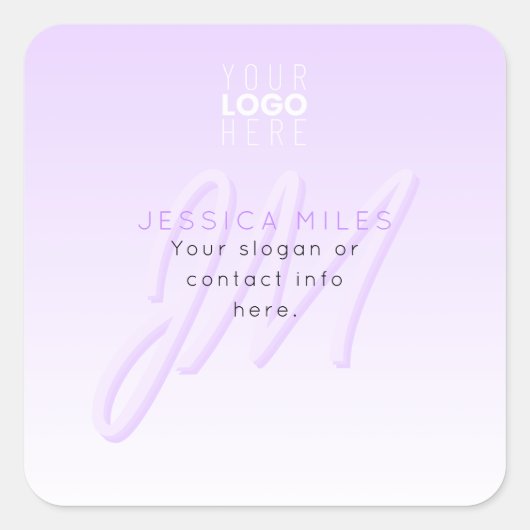 Professionele naam & Slogan Sjabloon | Licht Paars Vierkante Sticker (Voorkant)
