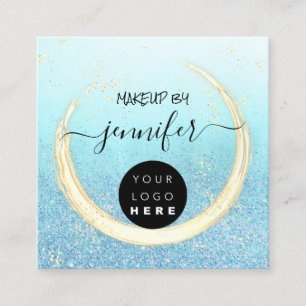 Professionele nagels Beauty Blue Gold Glitter Vierkante Visitekaartje