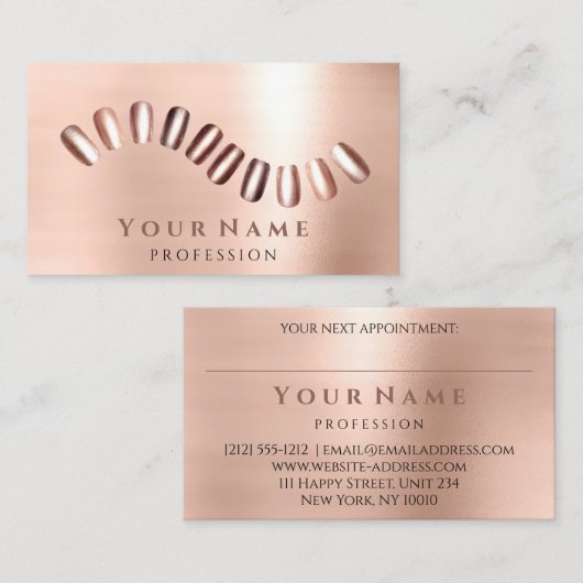 Professionele nagels Salon Manicurist Roos Blush Visitekaartje (Voorkant / Achterkant)