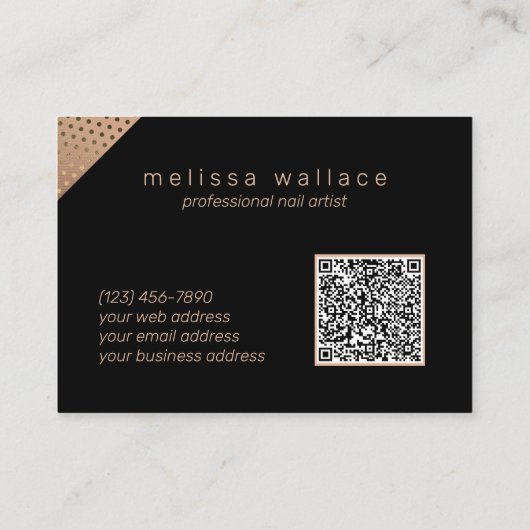 Professionele Nail Artist Roos Gold Trendy QR Visitekaartje (Achterkant)