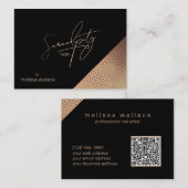 Professionele Nail Artist Roos Gold Trendy QR Visitekaartje (Voorkant / Achterkant)