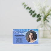 Professionele Nanny Custom Photo Blue QR Code Visitekaartje (Staand voorkant)