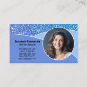 Professionele Nanny Custom Photo Blue QR Code Visitekaartje (Voorkant)