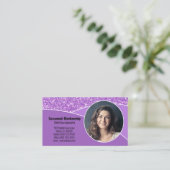 Professionele Nanny Custom Photo Paars QR Code Visitekaartje (Staand voorkant)