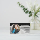 Professionele nanny service aangepaste ovale foto visitekaartje (Staand voorkant)