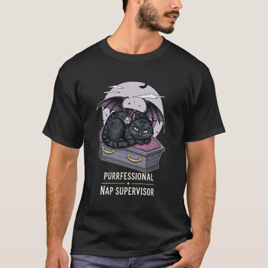 Professionele Nap Supervisor Gothic Cat Lover T-shirt (Voorkant)