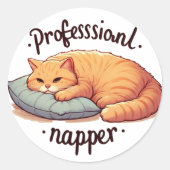 Professionele Napper Cat Sticker Gezellige Ginger (Voorkant)