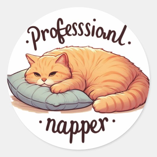Professionele Napper Cat Sticker Gezellige Ginger (Voorkant)