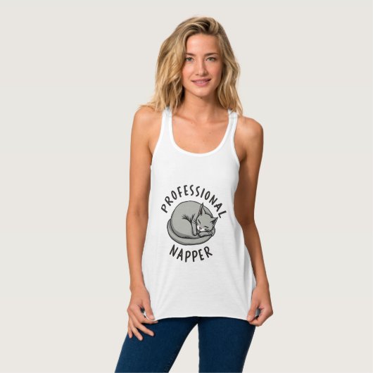 Professionele napper grappige kat tanktop (Volledige Voorkant)