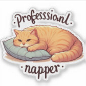 Professionele napper kat vinyl grappig luie gember sticker (Voorkant)