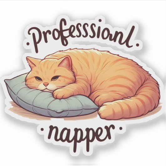 Professionele napper kat vinyl grappig luie gember sticker (Voorkant)
