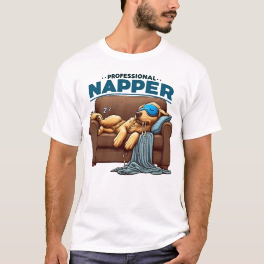 Professionele napper - Lazy Dog Funny Cartoon T-shirt (Voorkant)
