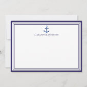 Professionele Nautical Navy Anchor Border Notitiekaartje (Voorkant)