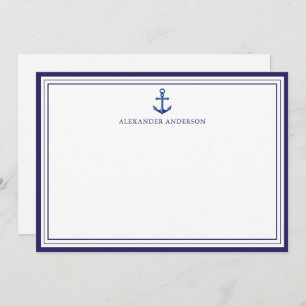Professionele Nautical Navy Anchor Border Notitiekaartje