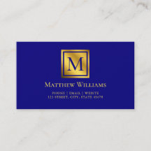 Professionele Navy Blauwe En Gouden Monogram