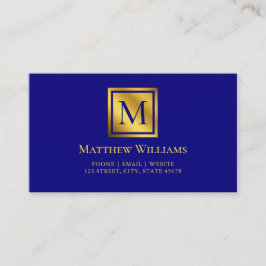Professionele Navy Blauwe En Gouden Monogram Visitekaartje
