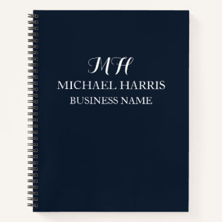Professionele Navy Blauwe Monogram Initiaal Zakeli Notitieboek